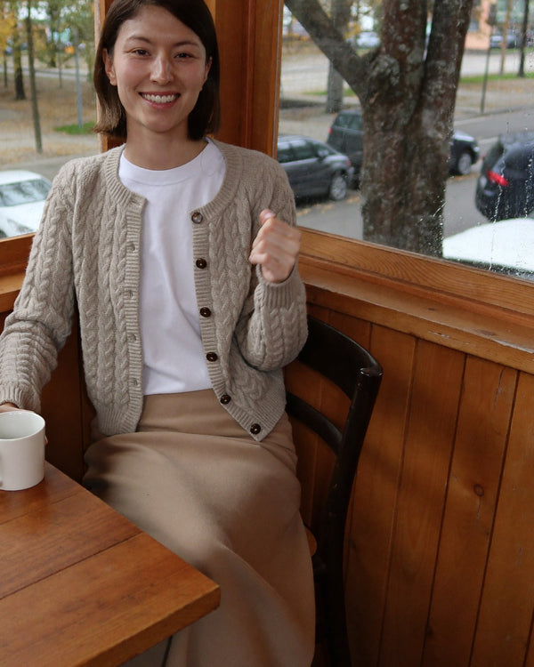 Customer photo: Women's Cable Knit Cardigan