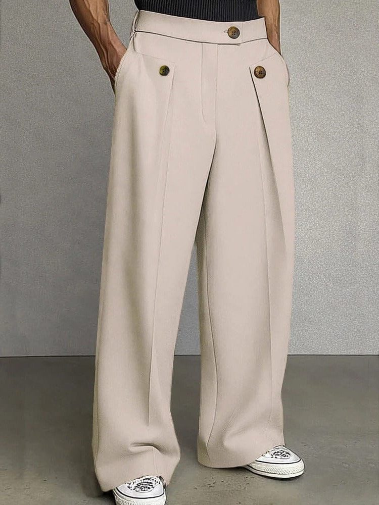Wide Leg Chino Pants for Men