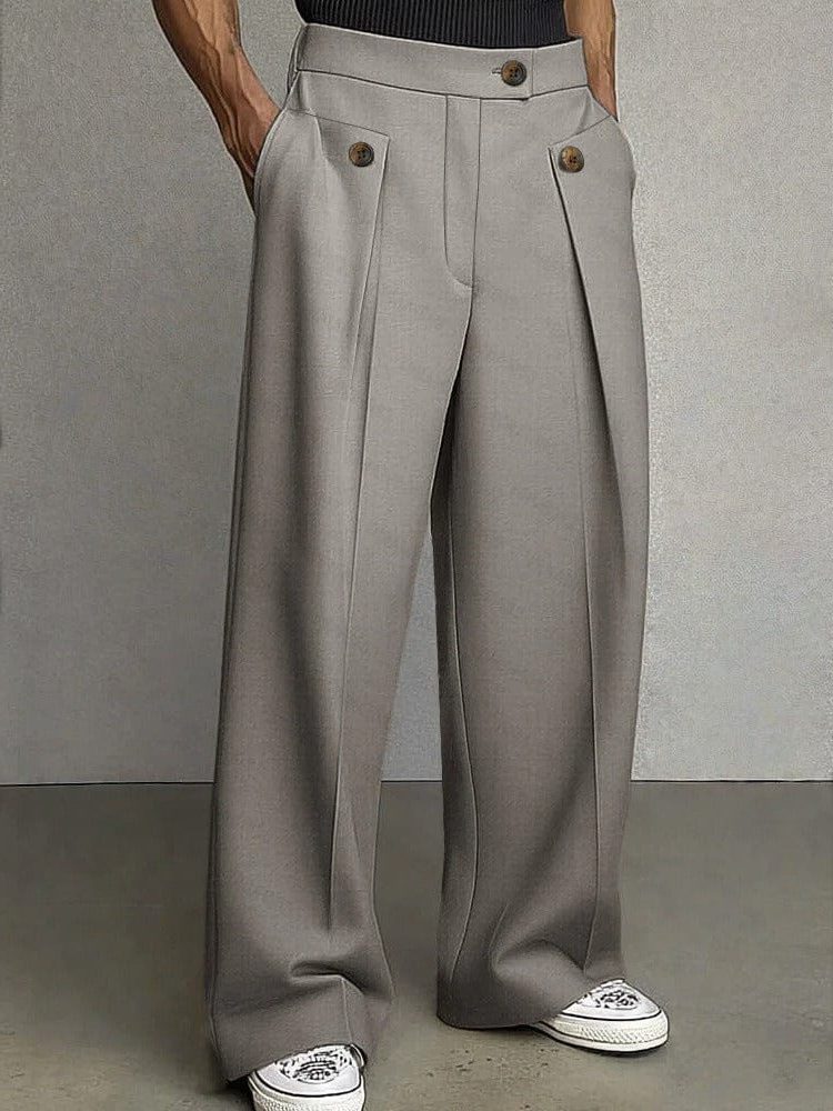 Wide Leg Chino Pants for Men