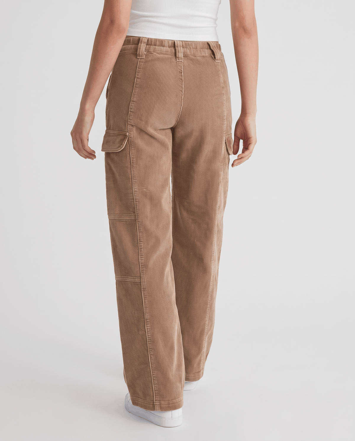 Wide-Leg Corduroy Cargo Pants – Flap Pockets, Seamed Front & Washed Finish | Esme