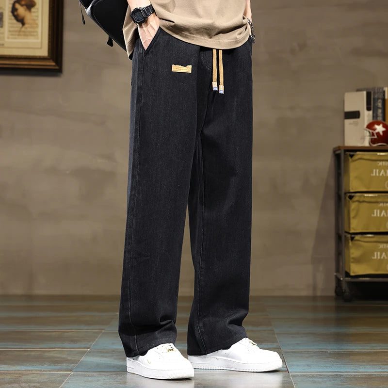 Wide-Leg Drawstring Jeans for Men