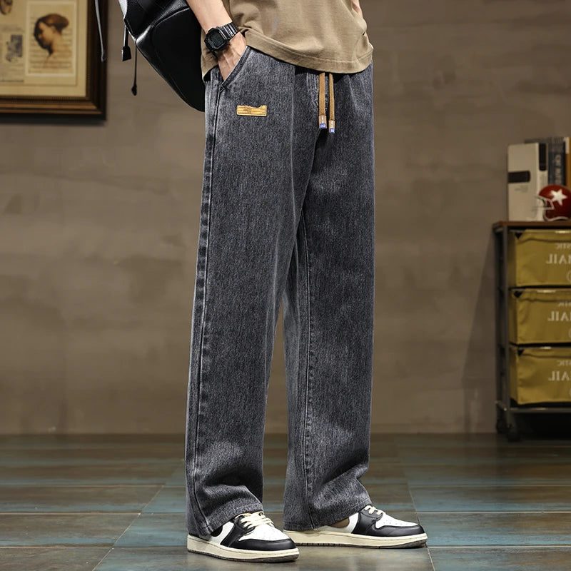 Wide-Leg Drawstring Jeans for Men