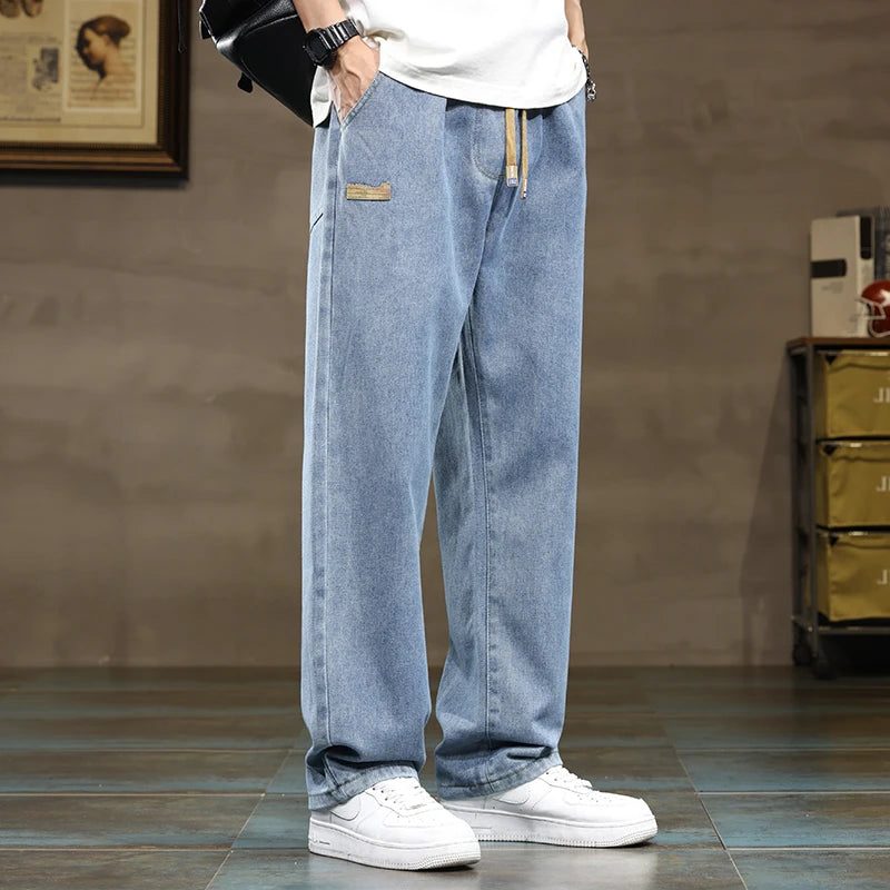 Wide-Leg Drawstring Jeans for Men