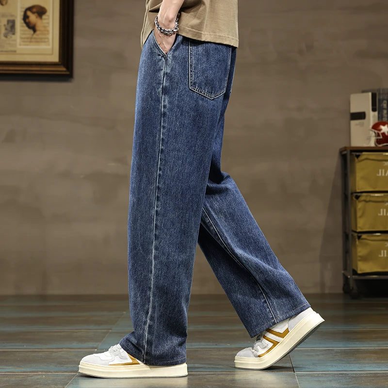Wide-Leg Drawstring Jeans for Men