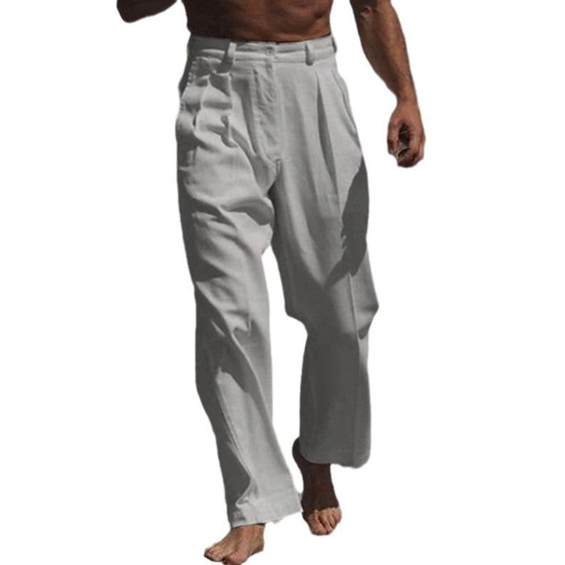 Wide Leg Linen Outdoor Trousers for Men