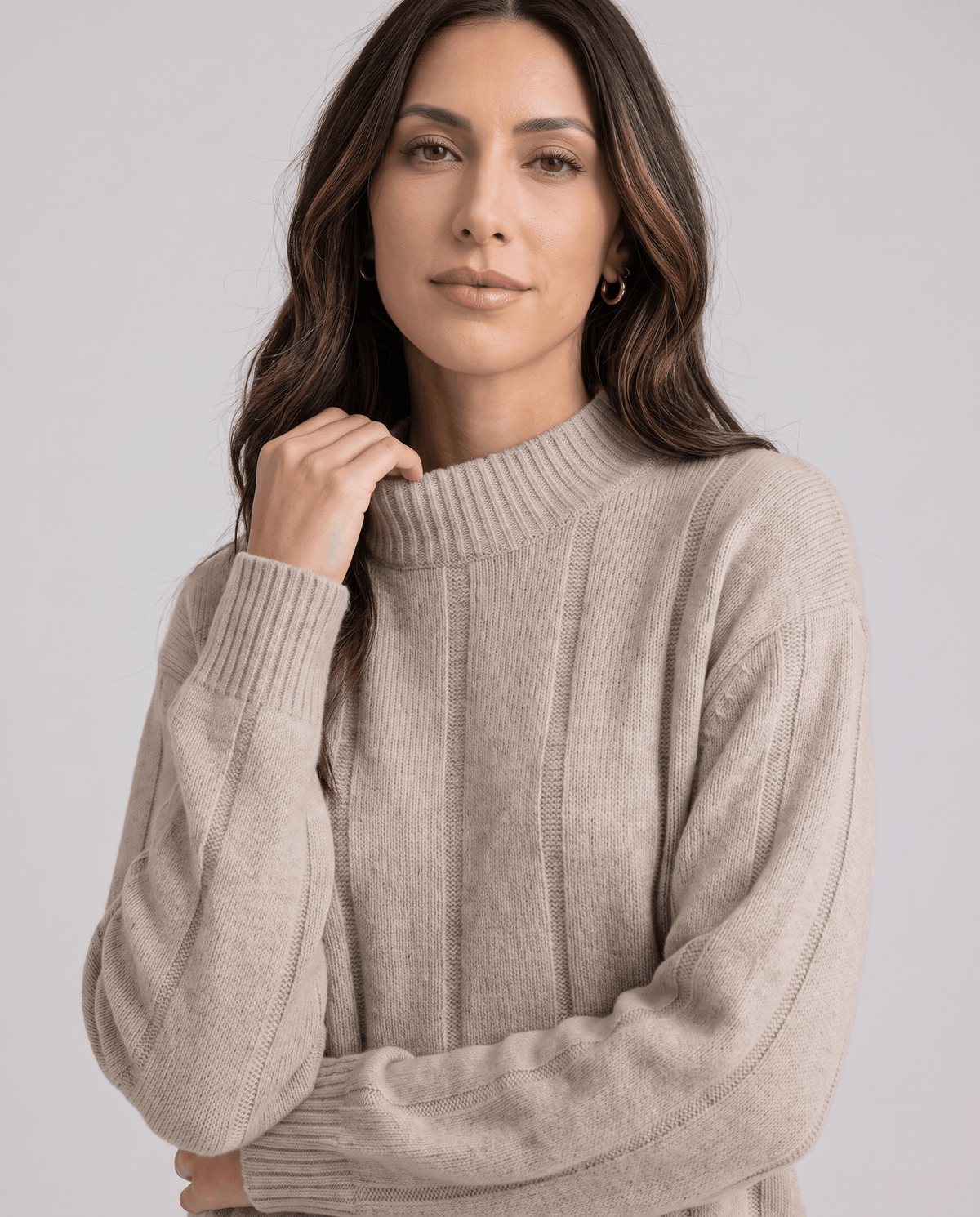 Wide-Leg Lounge Set – Ribbed Knit, Loose Mock-Neck Top & Drawstring Waist | Hedda