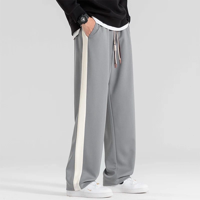Wide-Leg Sweatpants with Side Stripe for Men