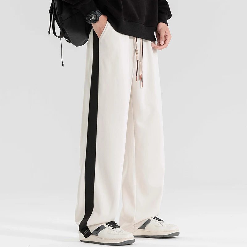 Wide-Leg Sweatpants with Side Stripe for Men