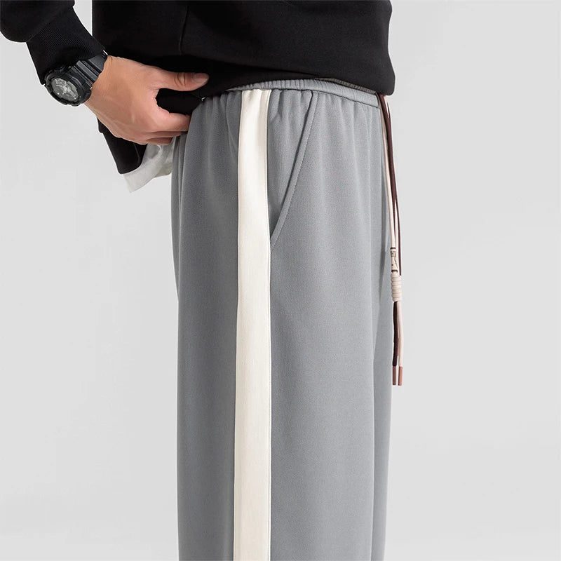 Wide-Leg Sweatpants with Side Stripe for Men