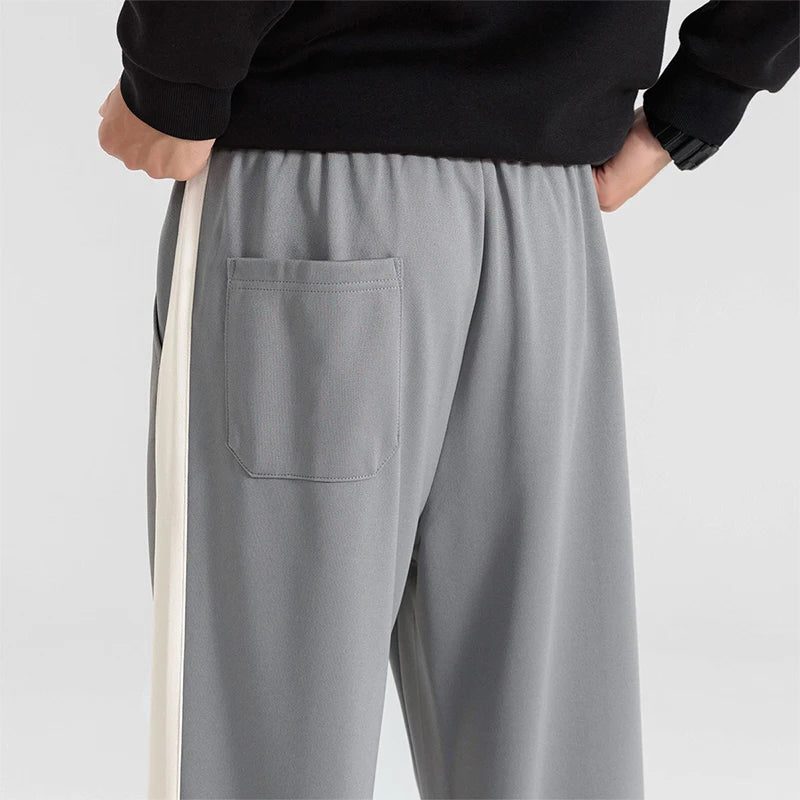 Wide-Leg Sweatpants with Side Stripe for Men