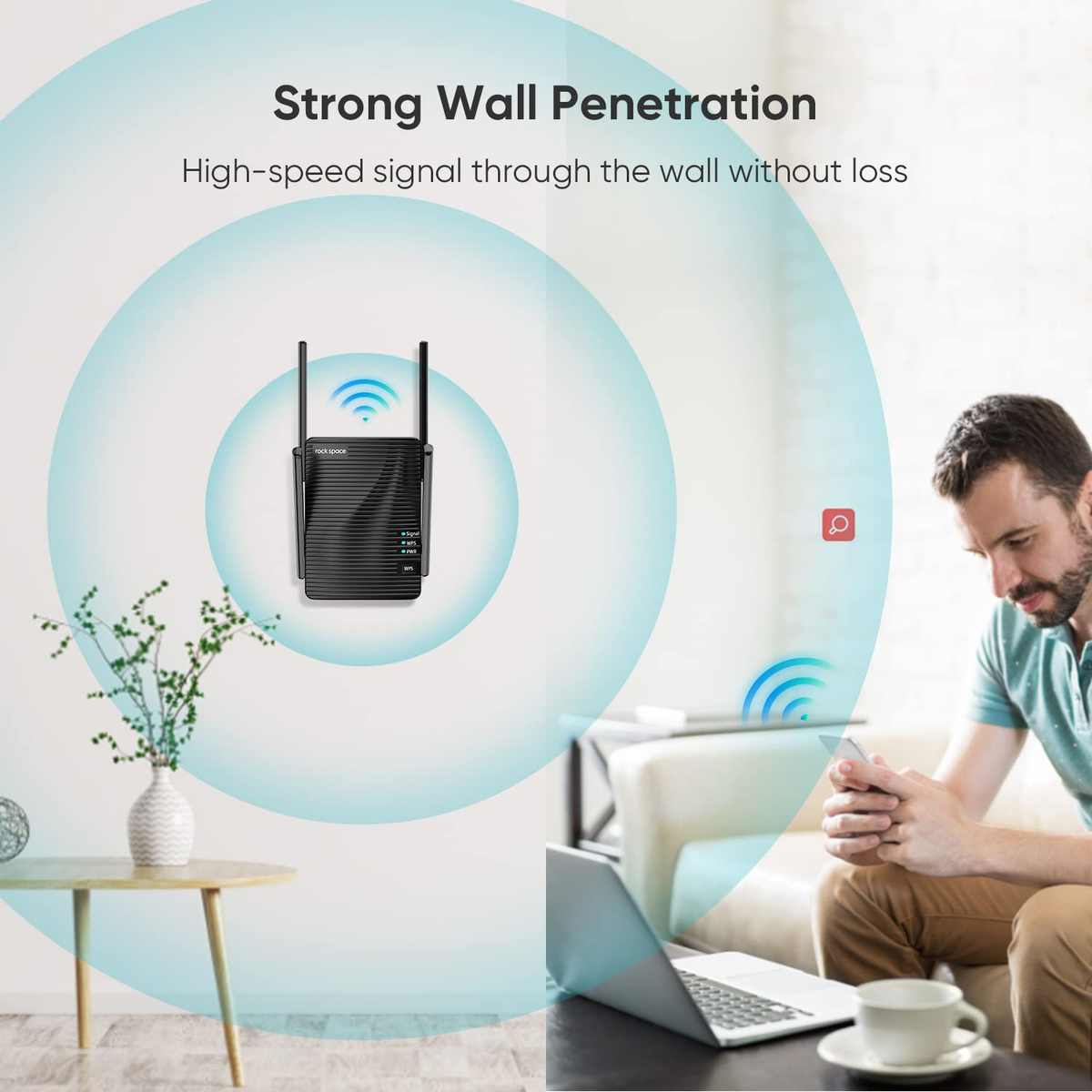 WIFI Extender Wireless Internet and Range with Dual Band Repeater and Four External Antennas