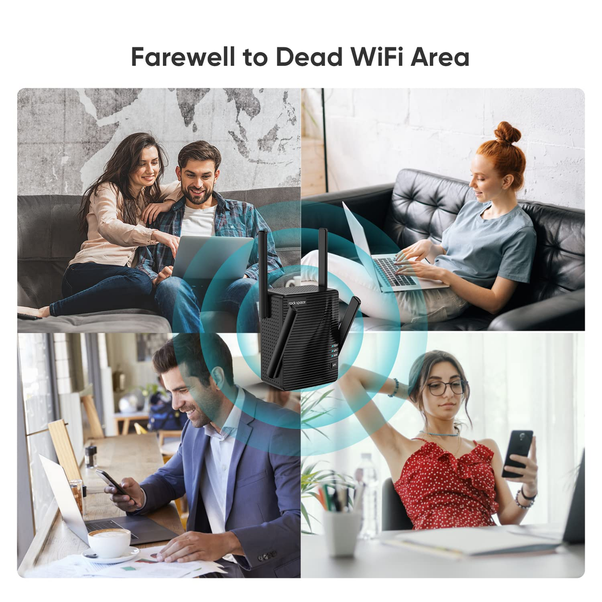 WIFI Extender Wireless Internet and Range with Dual Band Repeater and Four External Antennas