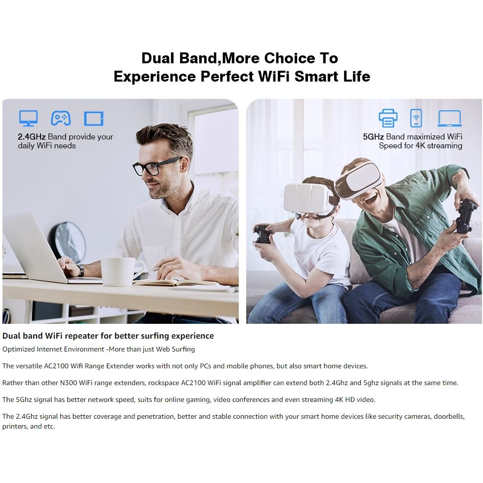 WIFI Extender Wireless Internet and Range with Dual Band Repeater and Four External Antennas