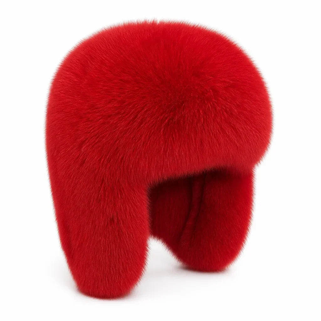 Winter Hat | Natural Fox Fur & Integrated Ear Flaps