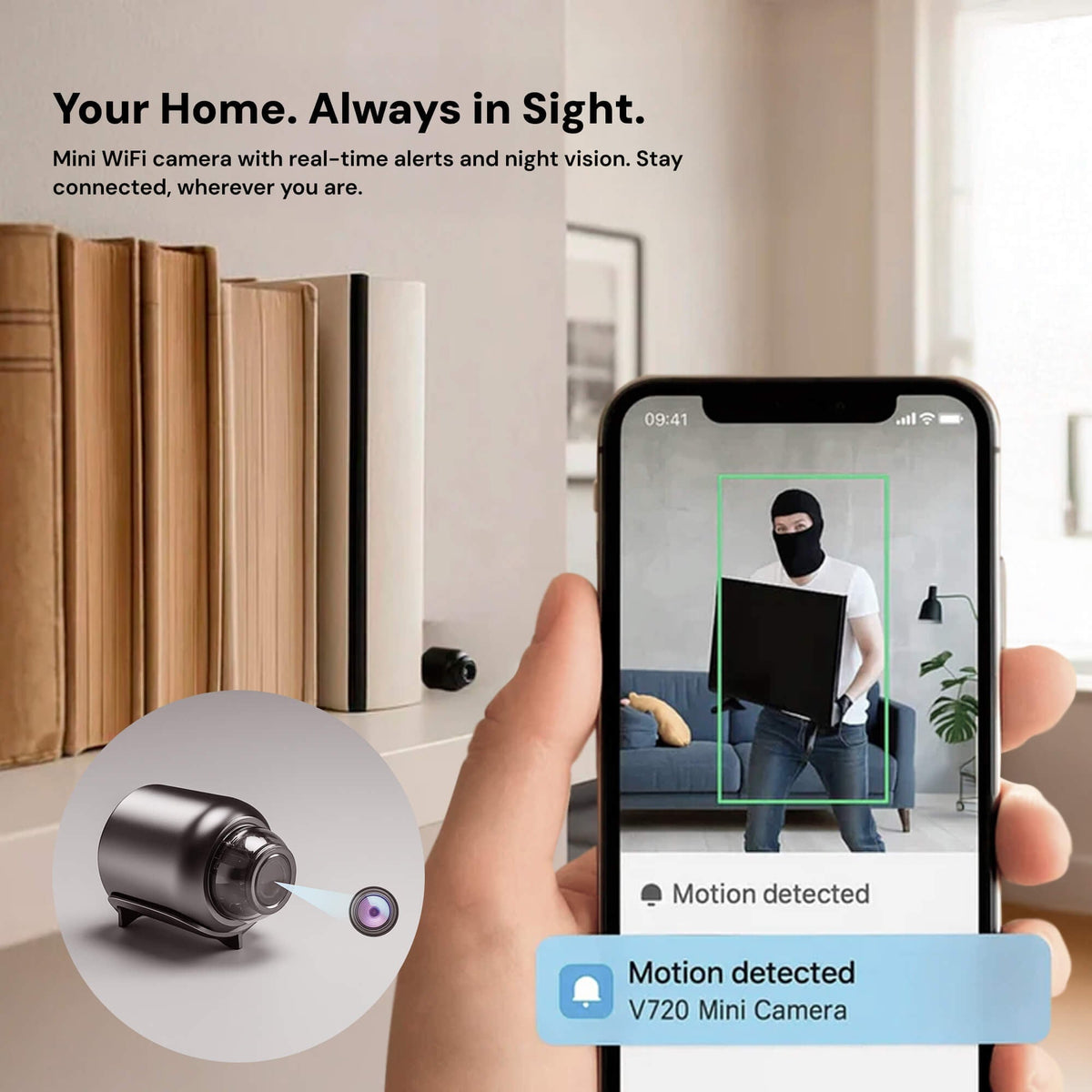 Wireless Mini Security Camera with Night Vision and Motion Detection
