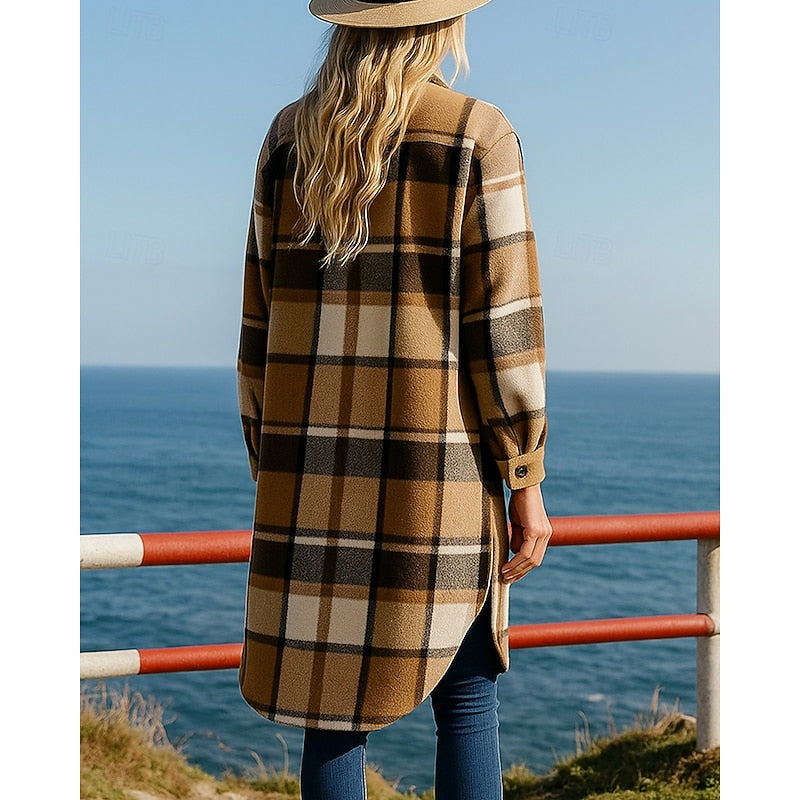 Linnea | Plaid Longline Checked Winter Coat