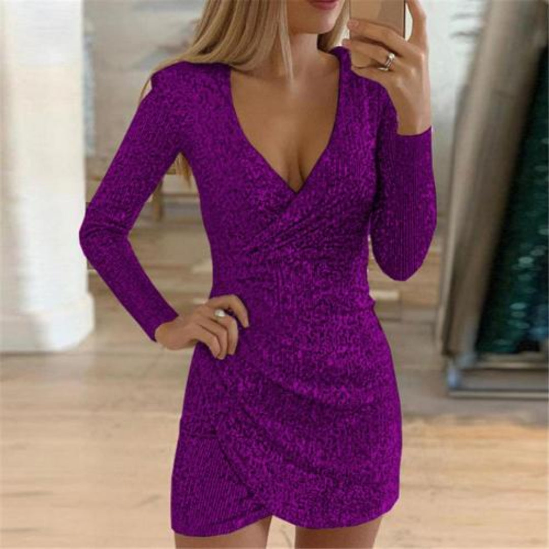 Unisex Sequin Wrap Evening Dress