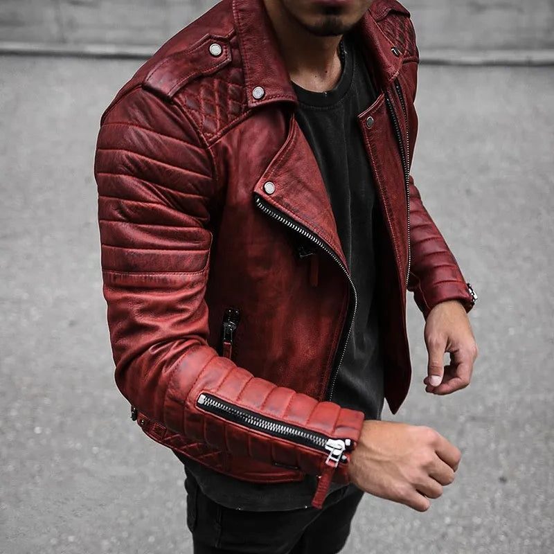 Wolfgang | Men's Slim Fit Leather Biker Jacket