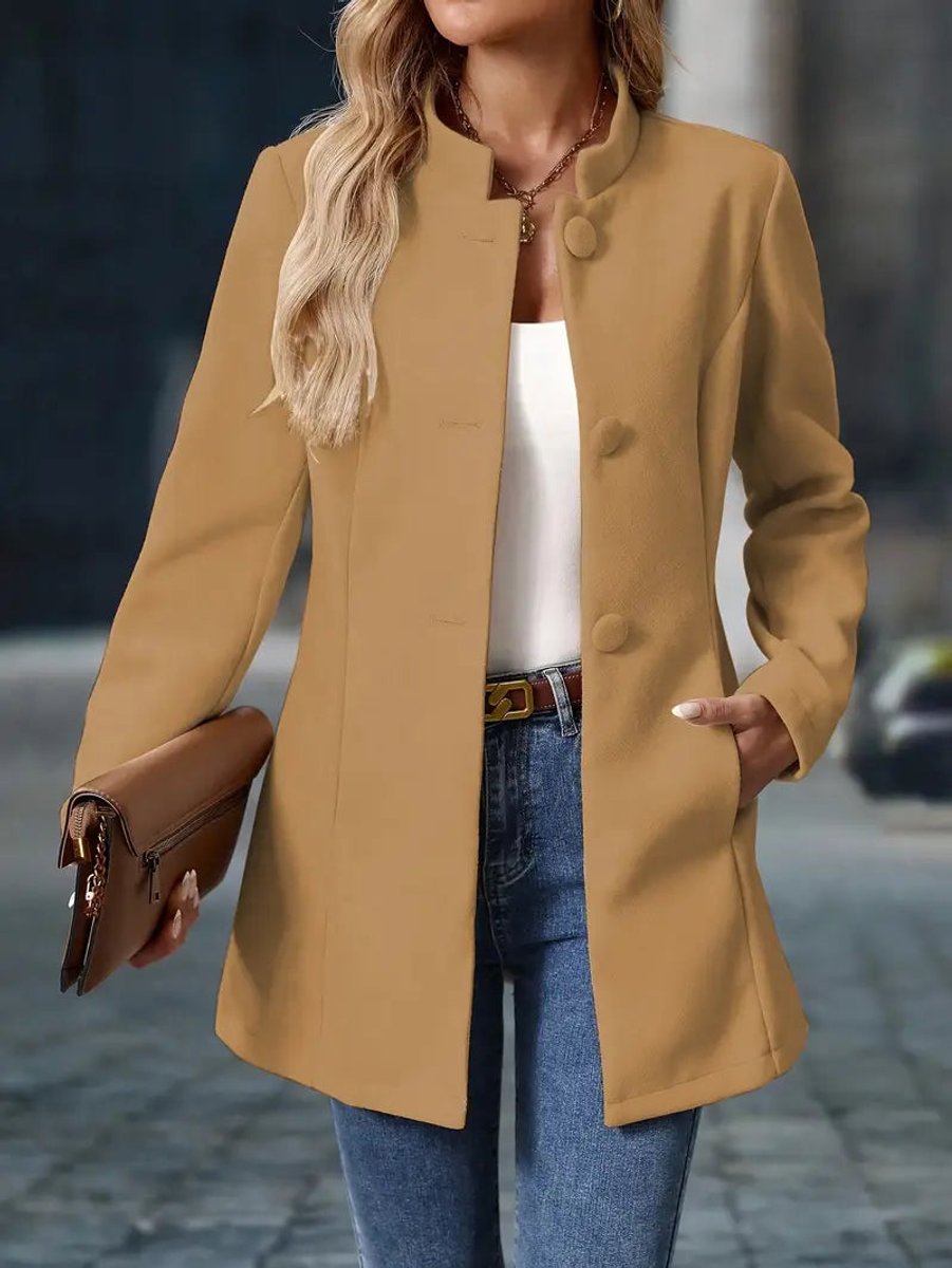 Iris | Stand Collar Button-Front Longline Winter Coat