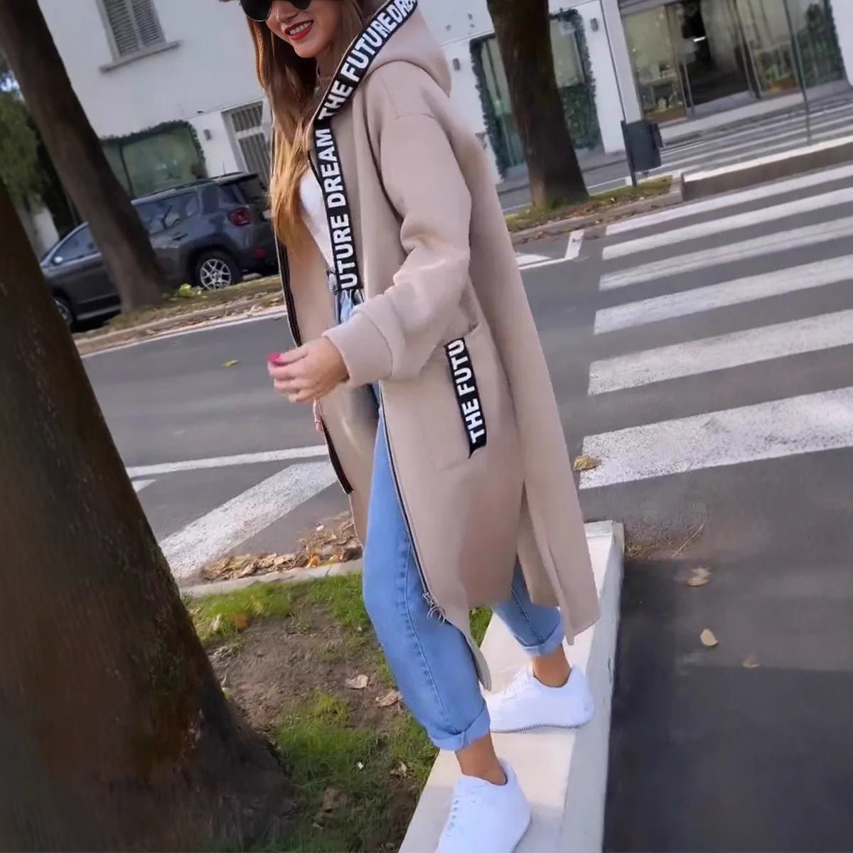 Hazel | Oversized Hooded Long Zip-Up Plus Size Fleece Jacket