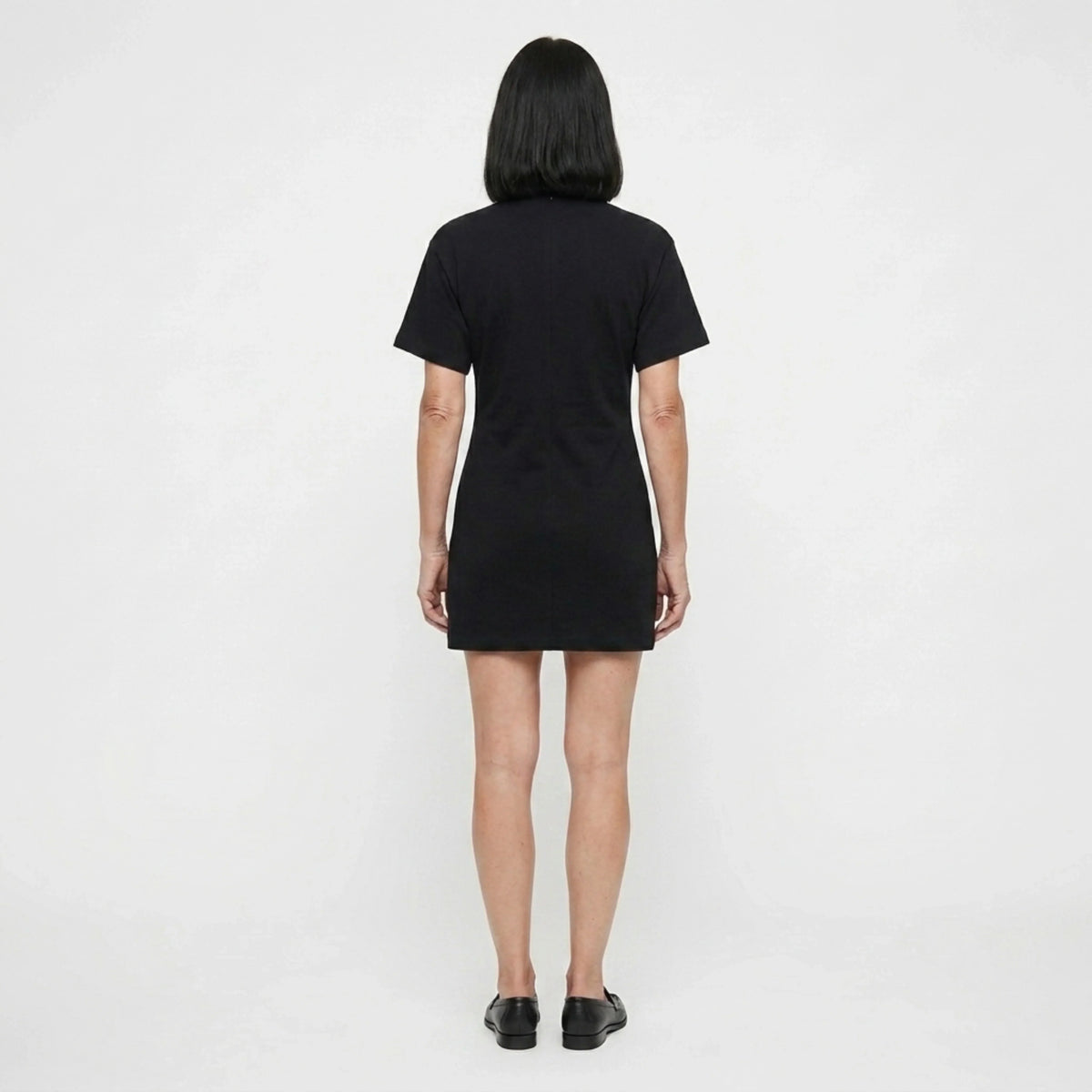 Women's Black Mini Dress | High Neck Side Slit