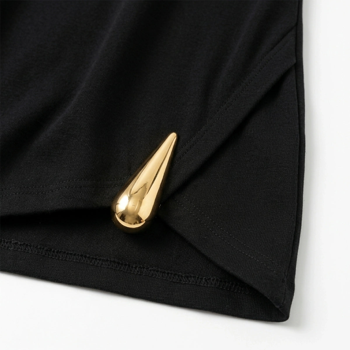 Women's Black Mini Dress | High Neck Side Slit