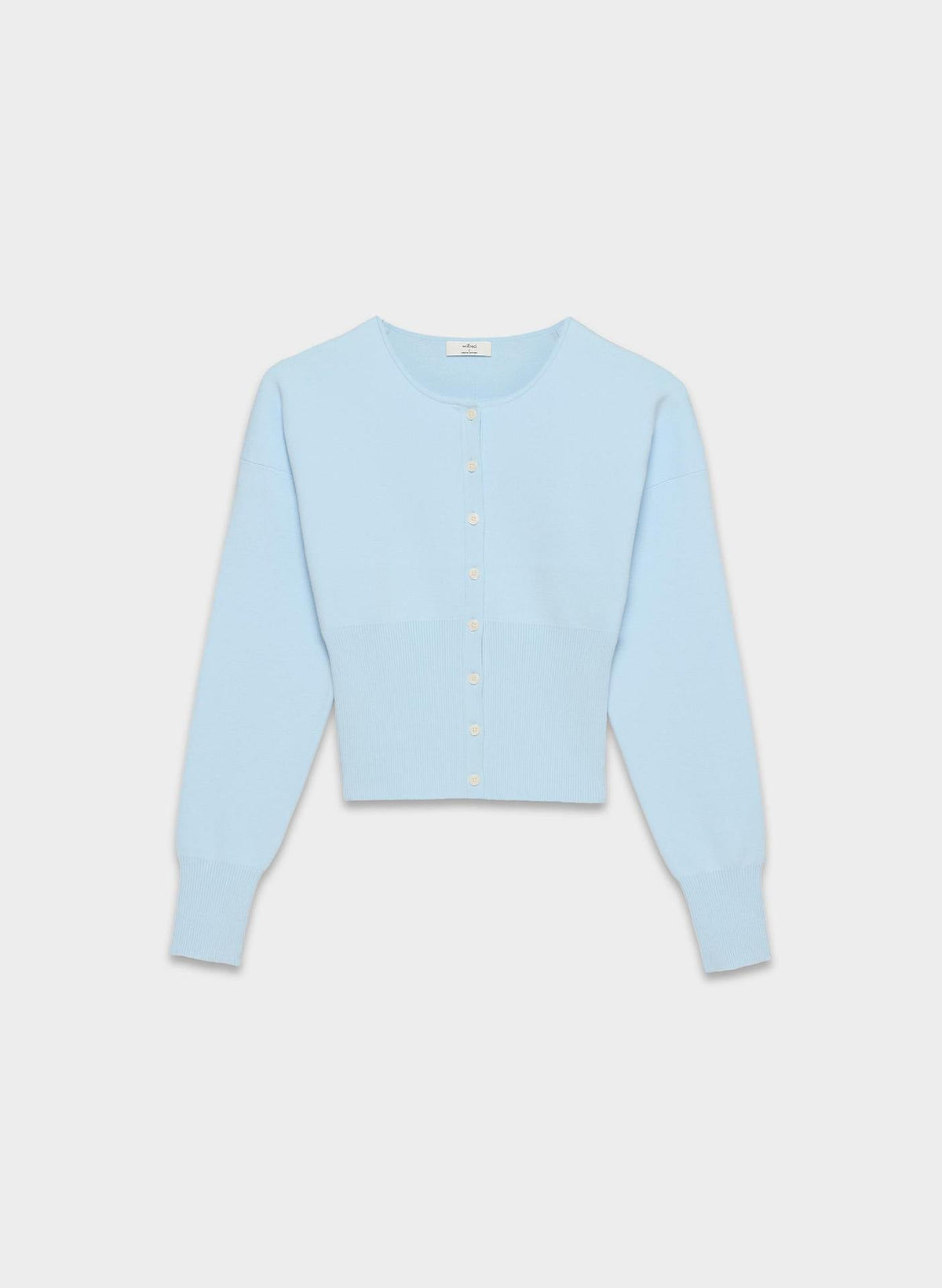 Women's Cropped Ribbed Knit Cardigan with Button Placket