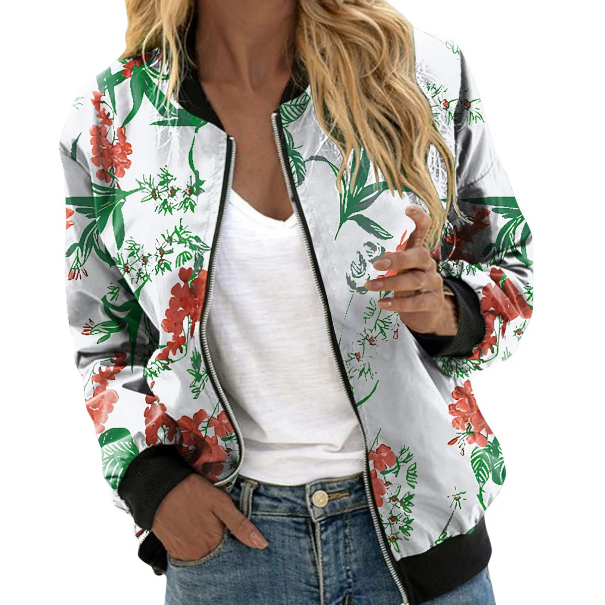 Women's Floral Bomber Jacket