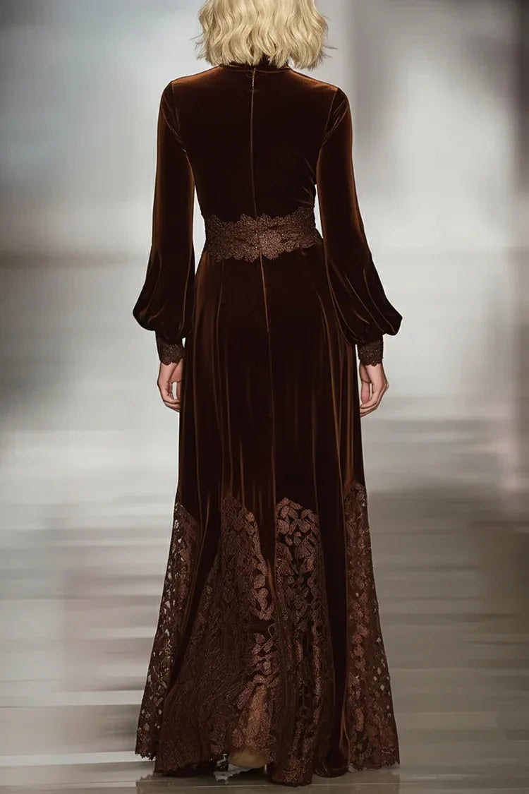 Women's Formal Dress | Maxi High Collar Lace Long Sleeve