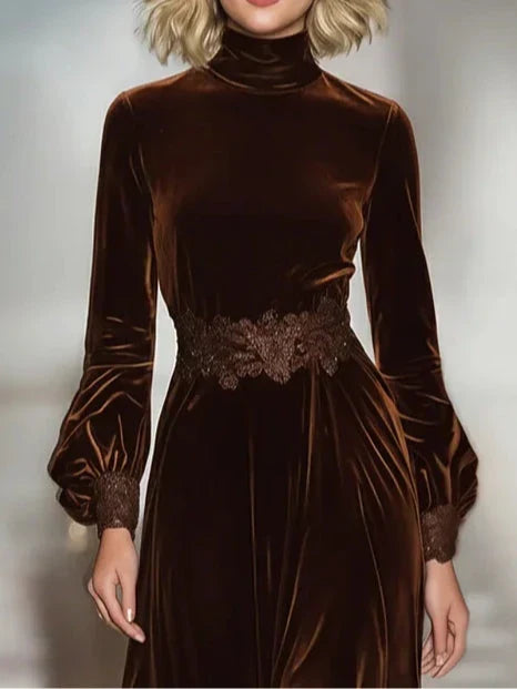 Women's Formal Dress | Maxi High Collar Lace Long Sleeve