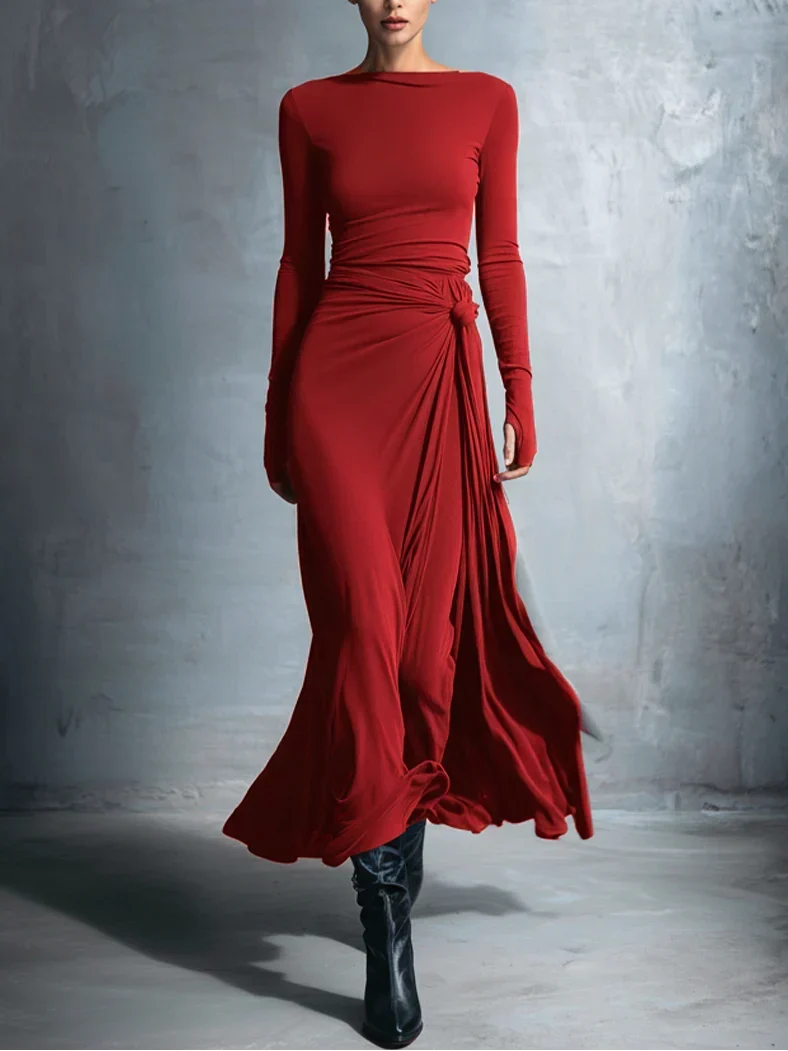 Women's Formal Dress | Maxi Wrap Long Sleeve