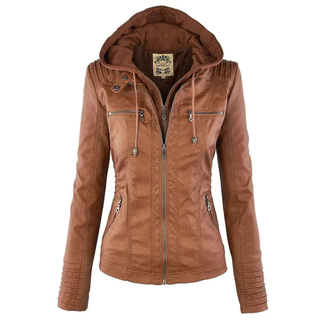 Women's Hooded Biker Jacket