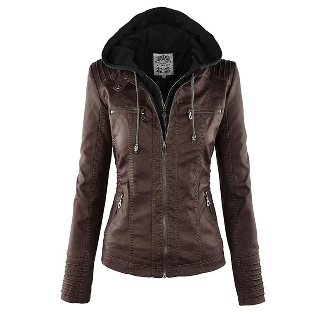 Women's Hooded Biker Jacket