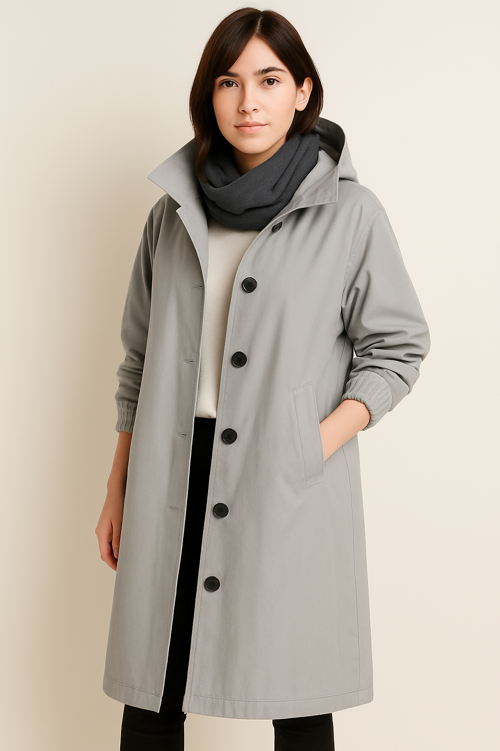 Women's Long Hooded Trench Coat - Autumn Edition