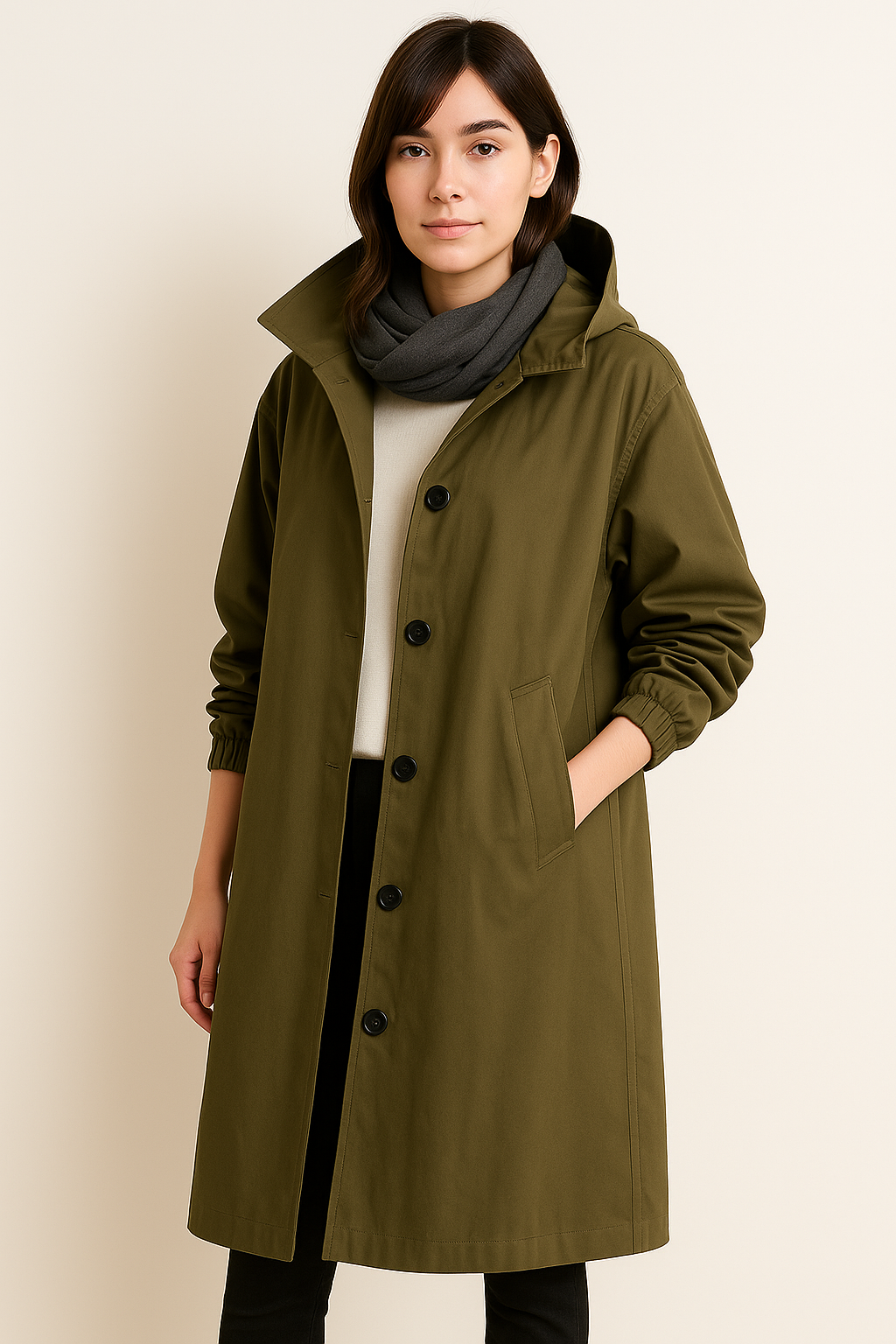 Women's Long Hooded Trench Coat - Autumn Edition