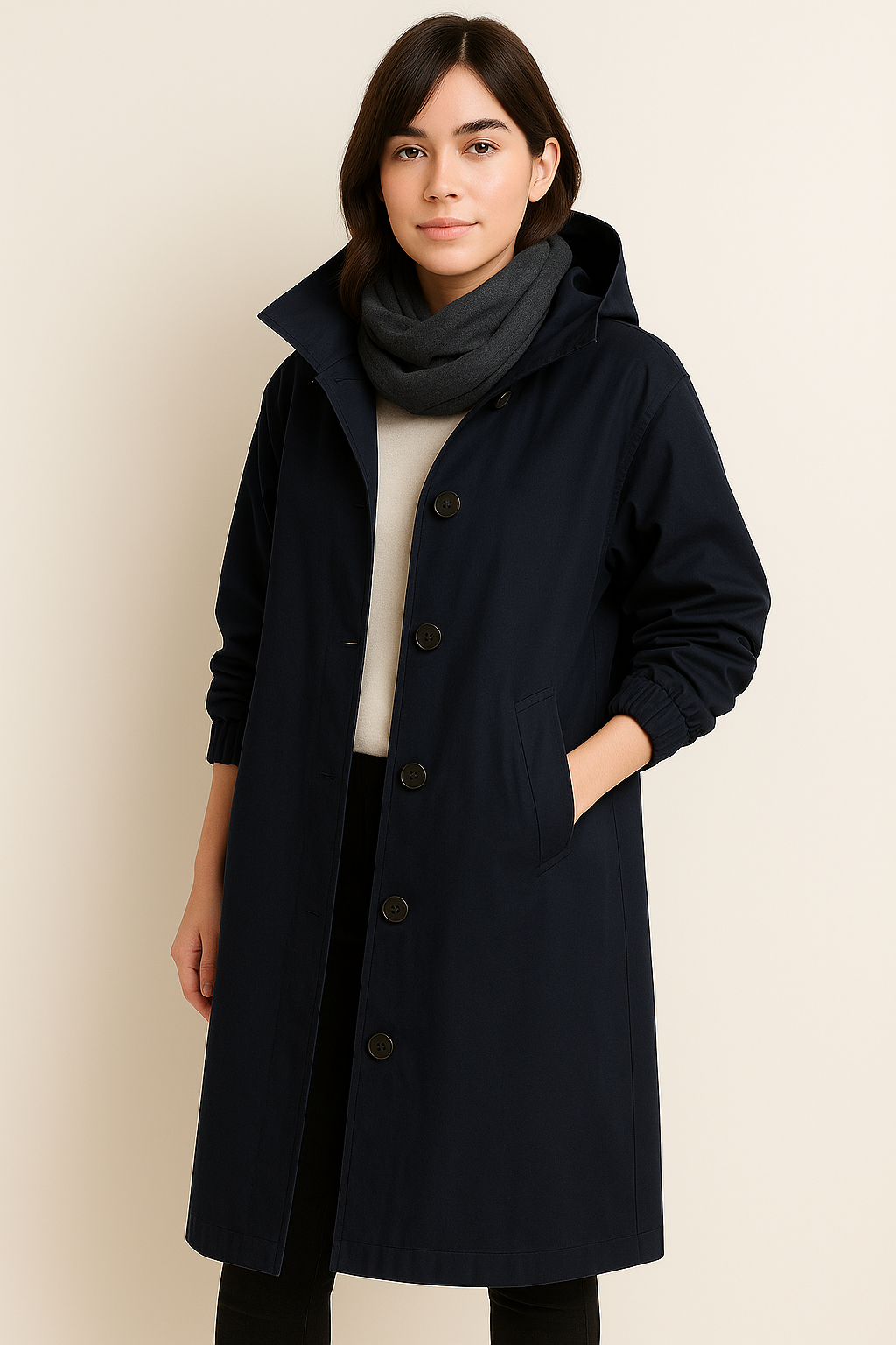 Women's Long Hooded Trench Coat - Autumn Edition