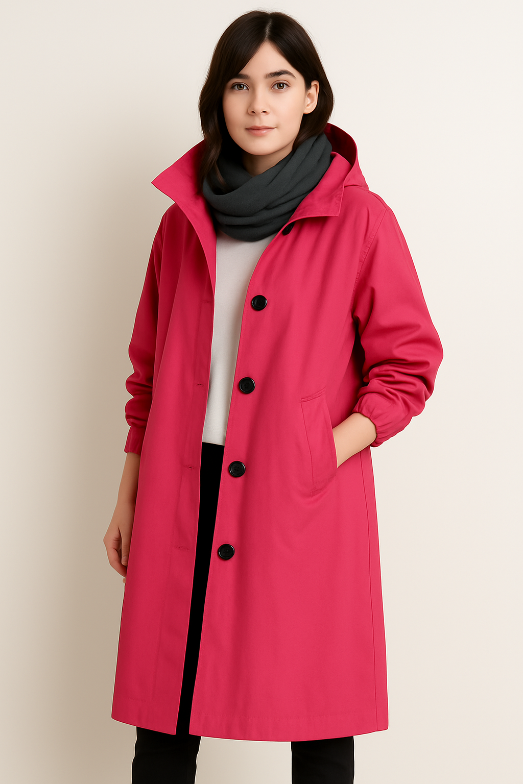 Women's Long Hooded Trench Coat - Autumn Edition