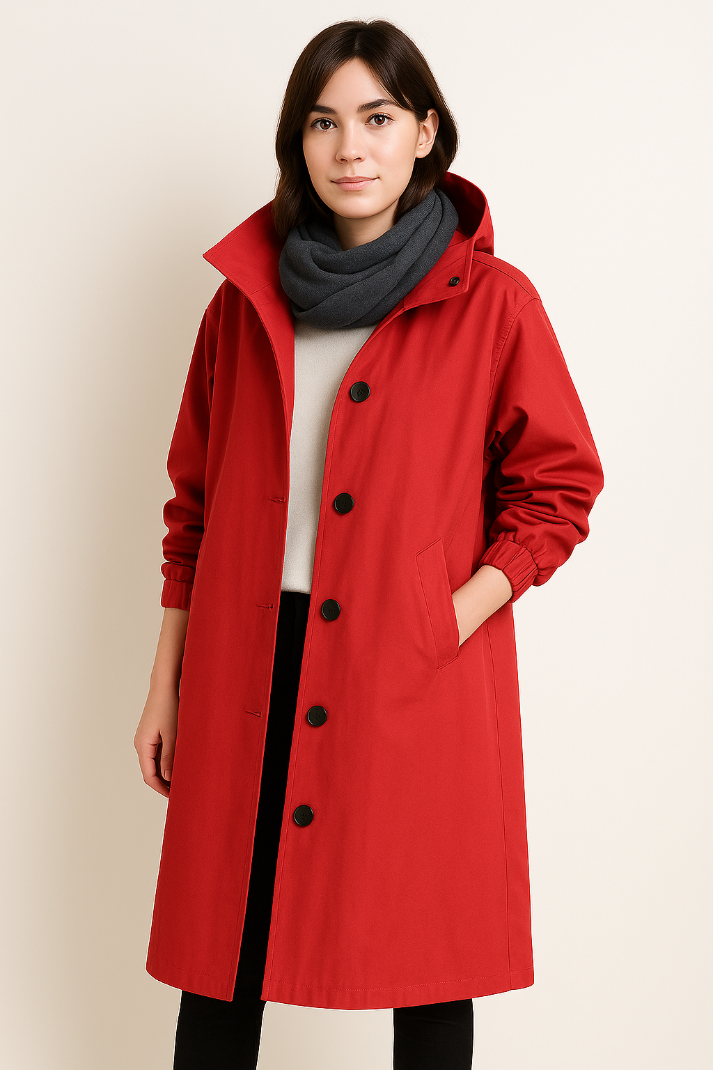 Women's Long Hooded Trench Coat - Autumn Edition