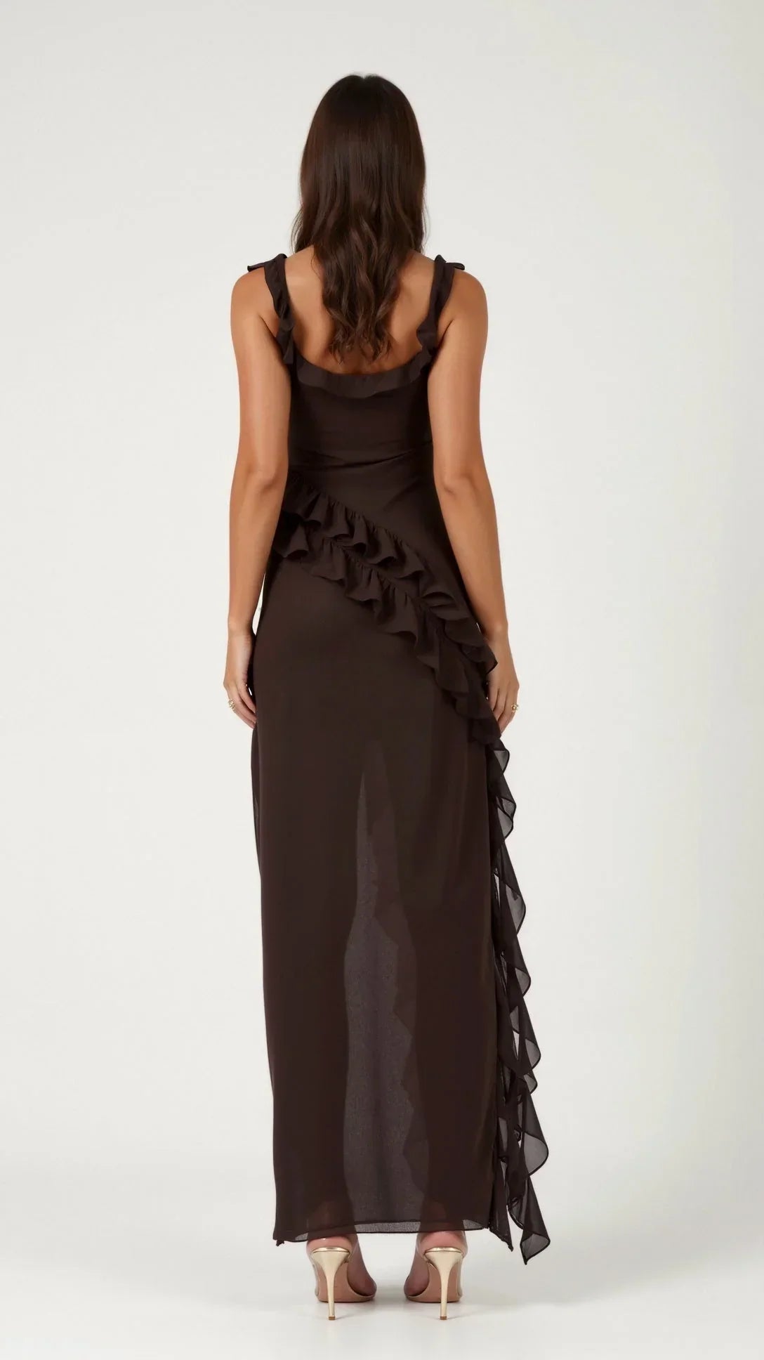 Women's Prom Dress | Maxi Ruffle Slit Square Neck