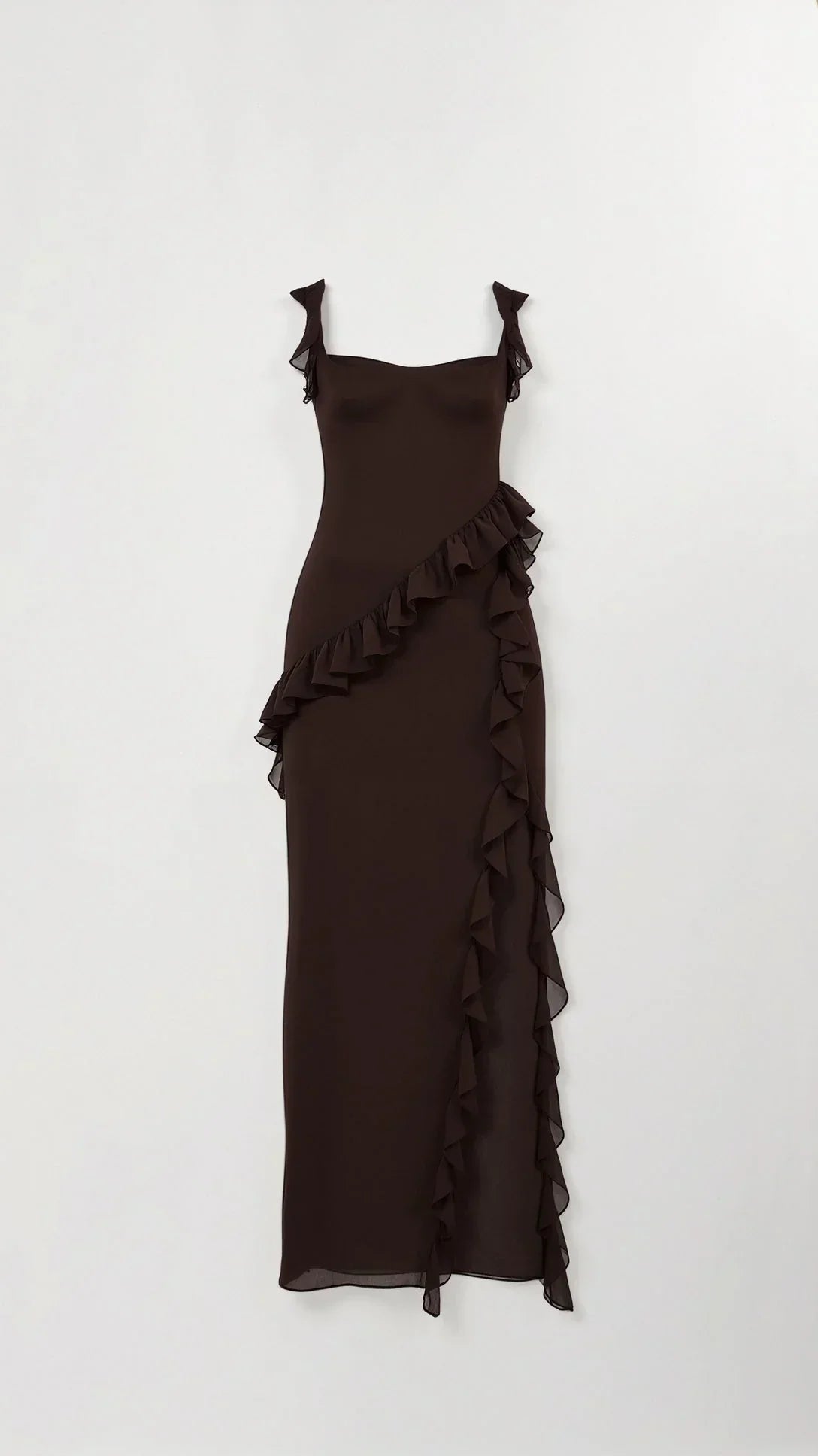 Women's Prom Dress | Maxi Ruffle Slit Square Neck