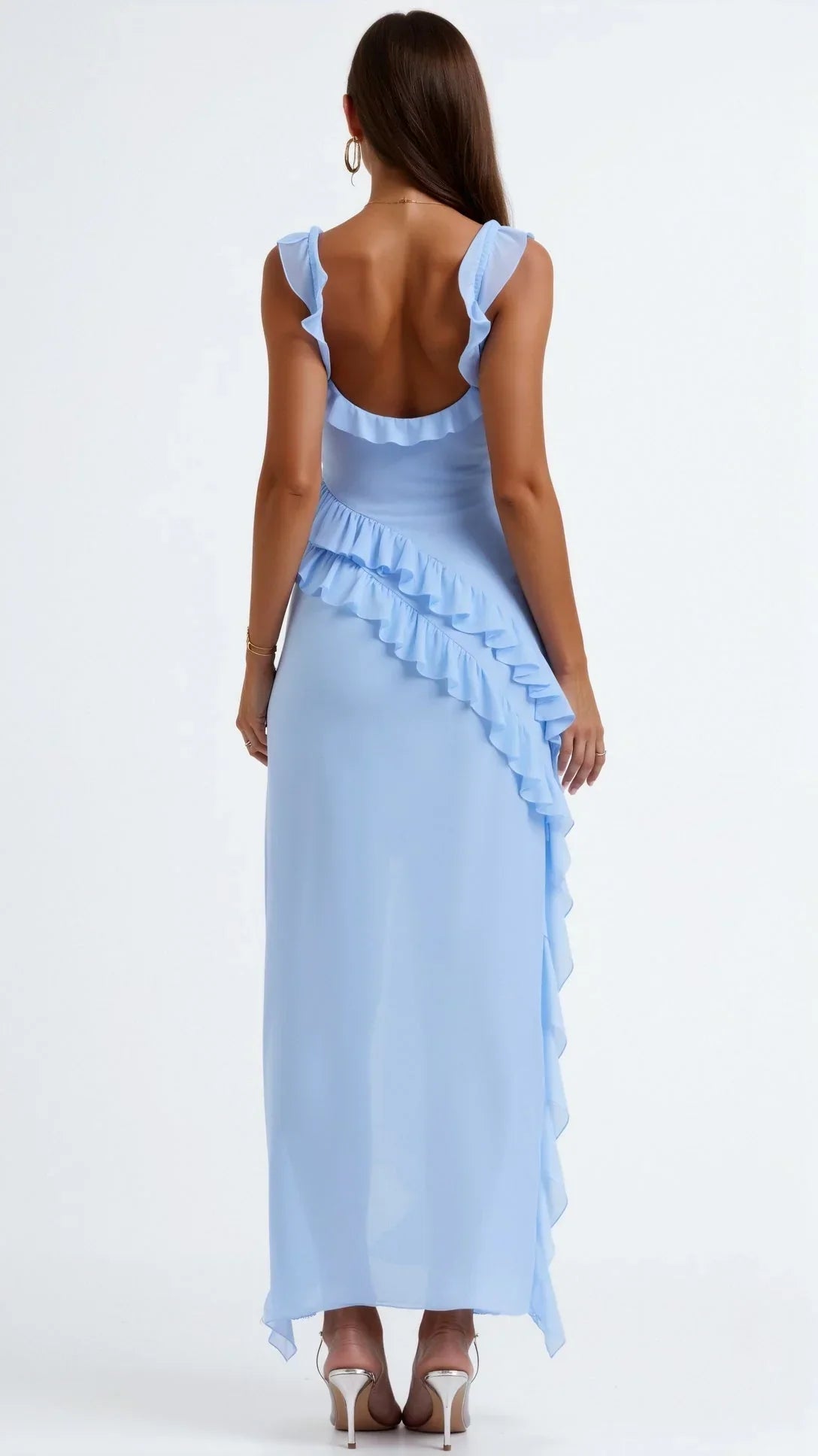 Women's Prom Dress | Maxi Ruffle Slit Square Neck