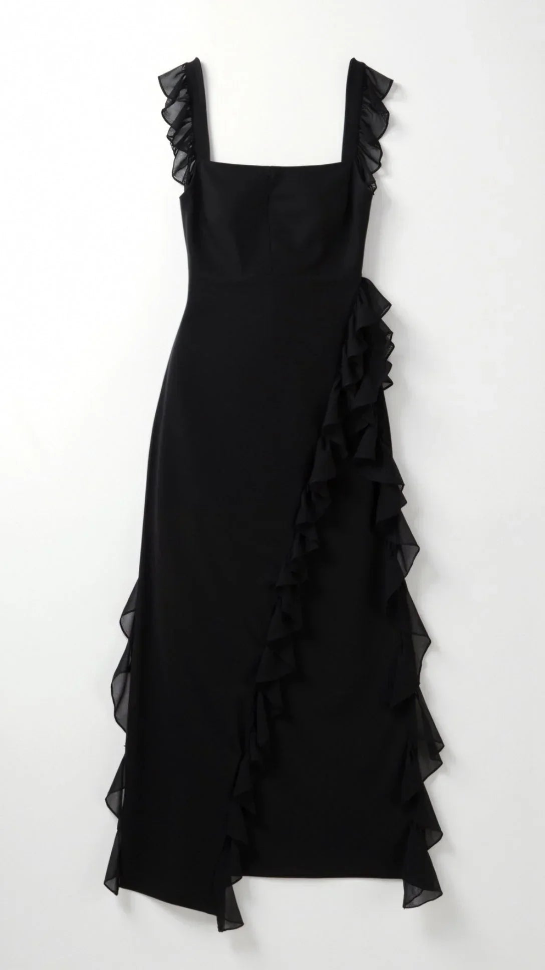 Women's Prom Dress | Maxi Ruffle Slit Square Neck