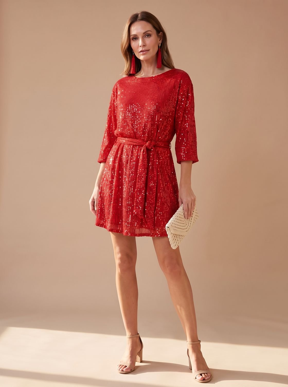 Women's Sequin Asymmetric Draped Mini Dress