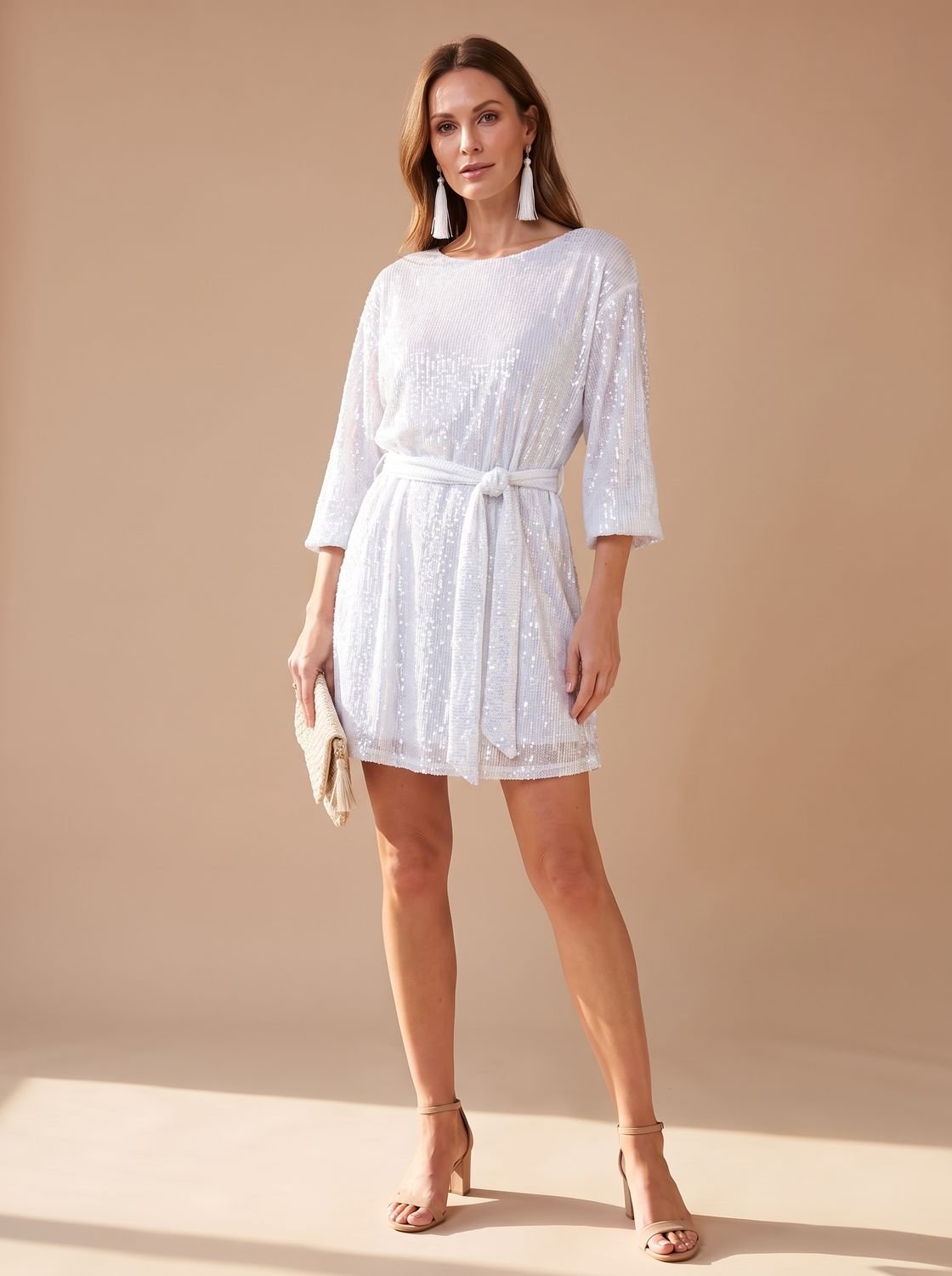 Women's Sequin Asymmetric Draped Mini Dress