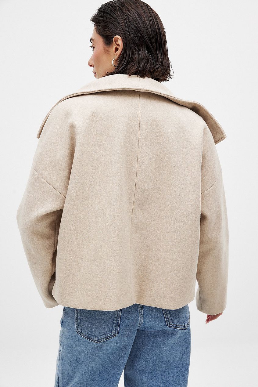 Women's Short Wool Jacket with Double Snap Closure