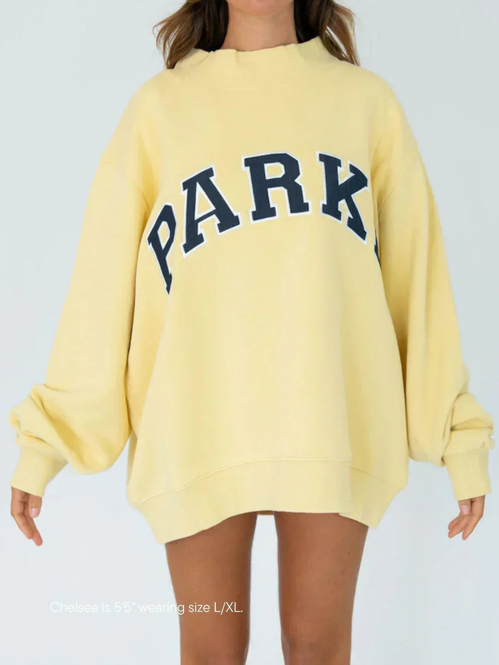 Women's Sweatshirt | Oversized Collegiate Chenille Letter Long Sleeve