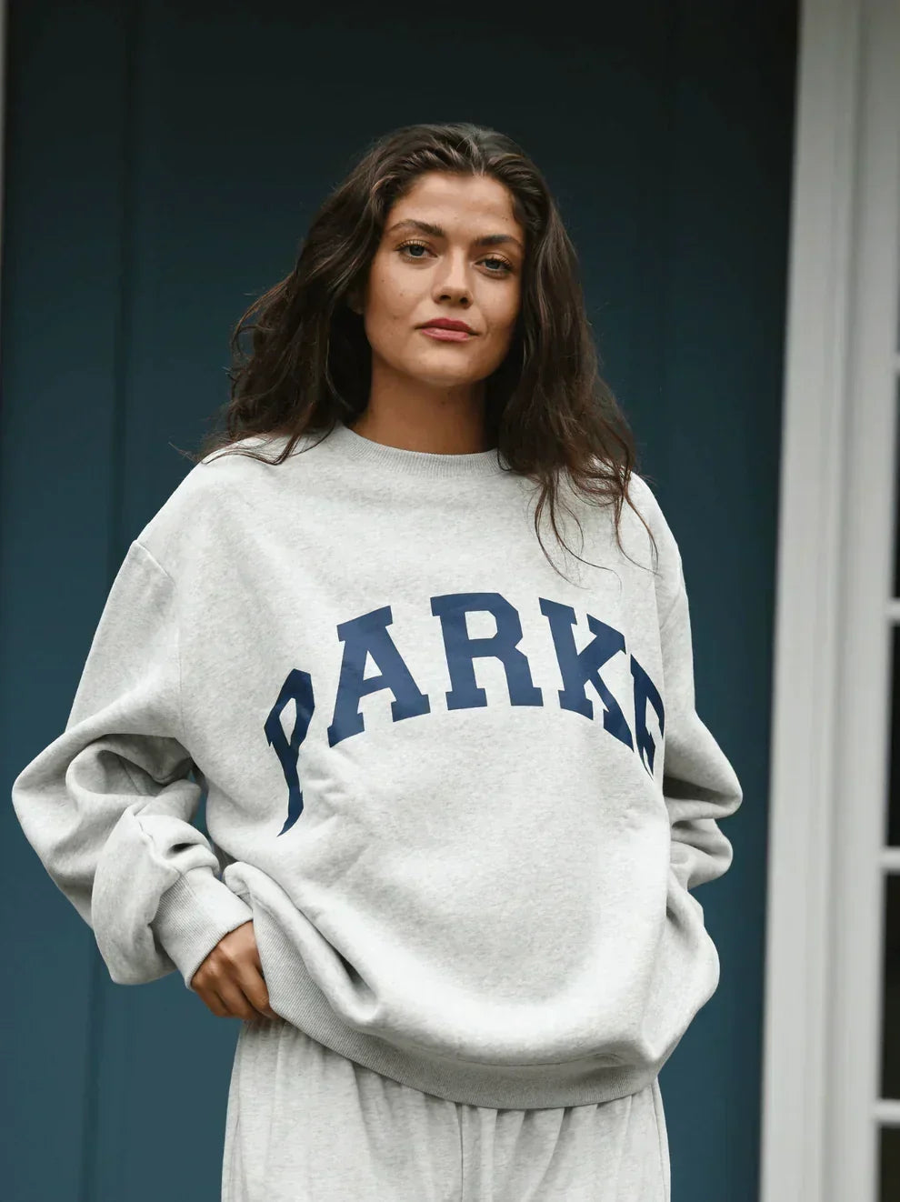 Women's Sweatshirt | Oversized Collegiate Chenille Letter Long Sleeve
