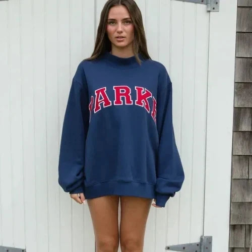 Women's Sweatshirt | Oversized Collegiate Chenille Letter Long Sleeve
