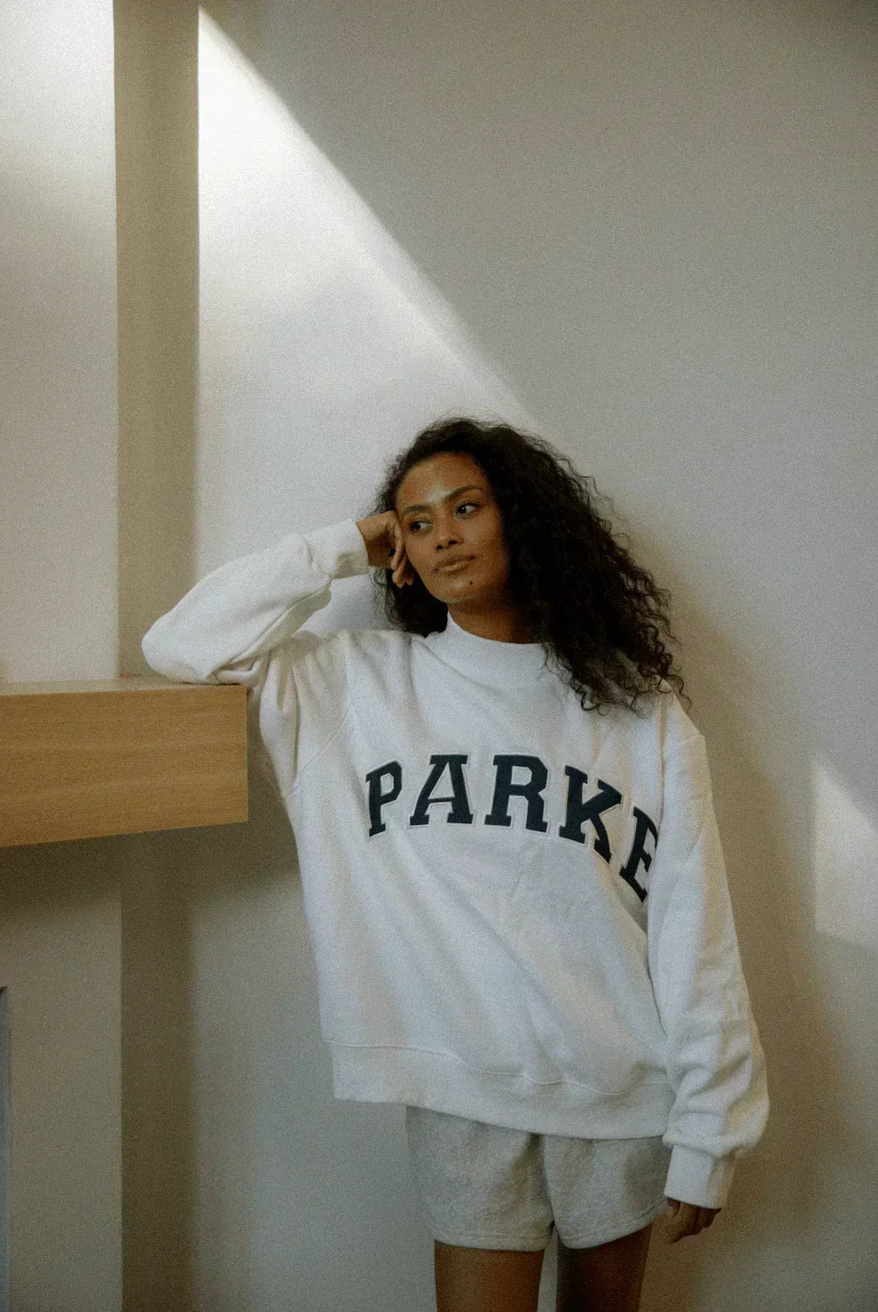 Women's Sweatshirt | Oversized Collegiate Chenille Letter Long Sleeve