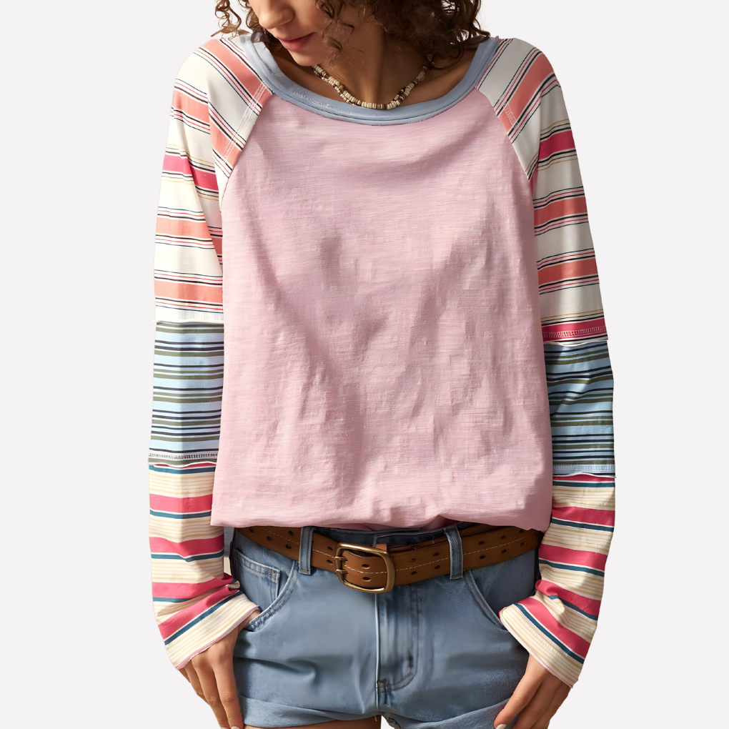 Women’s Striped Raglan Long Sleeve Top